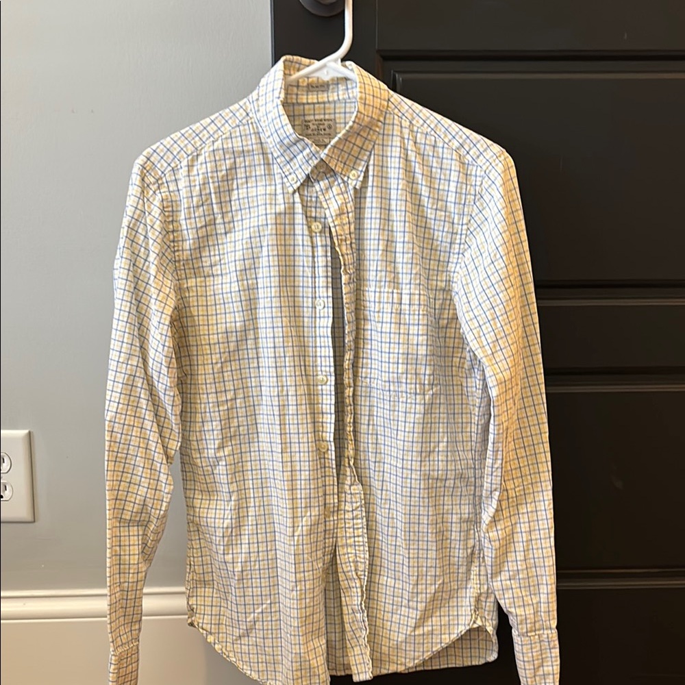 J. Crew Blue and Yellow Casual Button Down Shirt